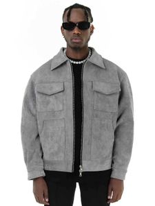 Men's Jackets Mens retro high street suede crocodile jacket zippered Rafael casual short jacket Q240523