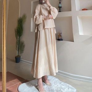 Roupas étnicas 2024 Turquia Ramadan Muslim Dress Sets Women Fashion Moda de manga longa Blusa Maxi Saias vintage Casual elegante