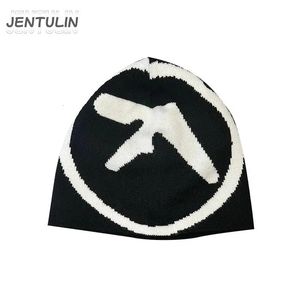 Y2k Women Hat Knitting Beanies Aphex Twin Caps For Men Y2k Streetwear Winter Fashion Kpop Vintage Gothic Warm Hip Hop Unisex BF 240521