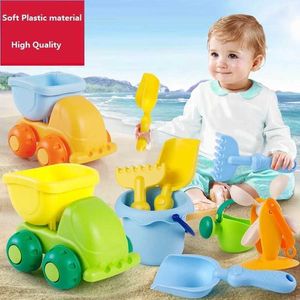 Sandspiel Wasser Spaß Sand spielen Wasser Spaß Kinder Beach Toys Sommer Kinderkinder Strand Wasserspiel Spielzeug TPE Beach Castle Eimer Schaufel Rake Wasserwerkzeug WX5.22