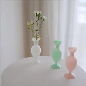 Vasos vaso de flor para decoração de mesa sala de estar rosa flores arranjo floral vidro branco verde rosa