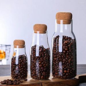 Aufbewahrung Flaschen Glasbehälter mit Kork dekorativen Organizer Flasche Kanister Jar luftdichtes Holzdeckel für Lebensmittel Kaffeebohnen Süßigkeiten