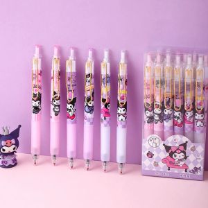 Press Creative Christmas Gift Gel Pen Cute Kuromi 0.5mm Black Ink Writing Supplies School Student Gift Stationery Signature Pens With Metal Hook