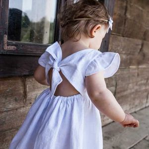 Девушка платья одежда наборы дошкольных девушек для девочек летнее платье для маленьких девочек платье рукавов платье для галстука бэк -платье хлопковое детское детское сплошное платье wx5.23