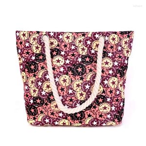 Shopping Bags 4PCS / LOT Sunflower Printing Simple Canvas Tote Single Bag Korean Wild Rough Twine Beach Leisure Handbag