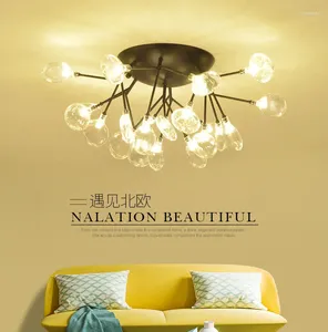 Ceiling Lights Lamp Leaves Led Celling Light Living Room Bedroom Fabric Fixture Vintage Kitchen