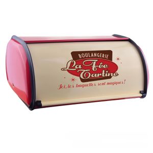 1pc Vintage Bread Box Storage Bin Rollup Top kleine pulverbeschichtete Eisen -Snack -Kisten für Küchenheimdekoration 240518