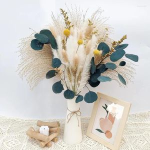 Decorative Flowers Pampas Grass Dried Flower Decoration Set Wedding Ideas Pink Room Decor Fake Bedroom Ornaments For Home Accessories House