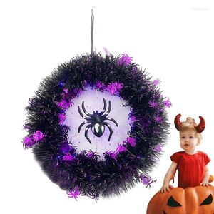 Decorative Flowers Halloween Lighted Wreaths Bat Black Branch Gerland Ghost Wreath With Purple Lights Party Decor For Living Room Porch