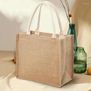 Shopping Bags Jute Tote Burlap With Soft Handles Reusable Women's Summer Beach Travel Bag XIN-