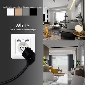 EIOMR Wall USB Power Socket 5V 2.1A Eu France Electrical Outlet 16a Dual USB -порт port port ios Android -зарядный порт