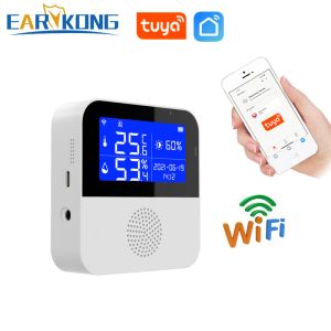 Tuya WiFi Temperaturfuktighet Detektor Smart Hem Termometer Larm inomhus Hygrometer Sensor Intelligent Linkage Smart Life App