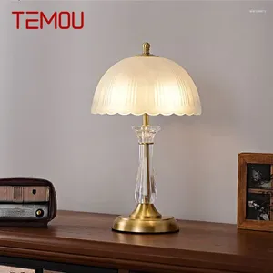 Lampade da tavolo TeMou Modern Brass Lamp LED Creative Luxury Crystal Crystal Copper Light for Home soggiorno decorativo camera da letto