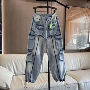 Дизайнерские джинсы рабочей одежды для женщин для женщин 2024 Весна/лето новые леггинсы повседневные брюки плюс плюс