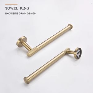 Gold Brushed Bathroom Accessories Hardware Set Towel Bar Rail Paper Holder Robe Hook Soap Dish Towel Hanger Shelf Toilet Brush