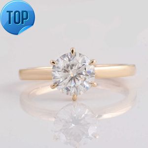 Custom 18k Massives Gelbgold 1,5 Carat 7,5 mm rund GH Farbe Moissanite Labor Diamant Engagement Ring