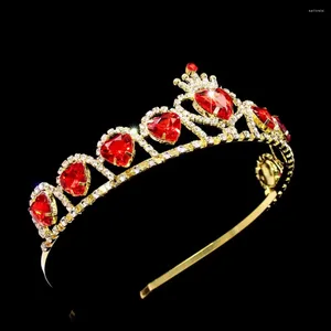 ヘアクリップ1PC赤い王冠の誕生日ギフトプリンセスヘッドバンドエレガントパーティーヘッドウェアアクセサリーファッショナブルな女性王室装飾