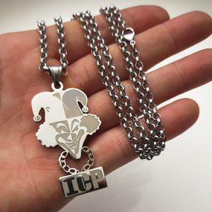 Hög polerad silver rostfritt stål ICP -clown Twiztid Pendant Charm Necklace 4mm 24inch Rolo Chain Jugallo för Mens 251L