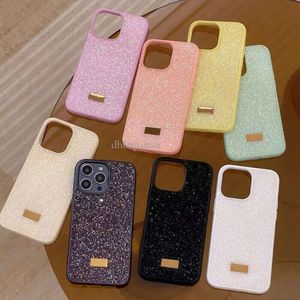 Bling Glitter Phone Cases for iPhone 11 12 13 14 15 Plus Pro Max Designer Plating Rhinestone Diamond Women Women Silic Silicone Cover Opp Backaging