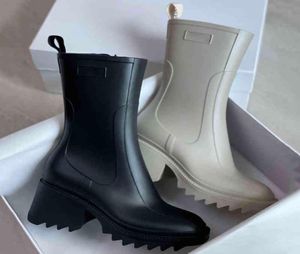 Boots Women Betty Boots Boots Tall Rain Boot Welly High Heels PVC Rubber Beeled Platform Kneehigh Black Waterproof Outdoor Outdoor Rainsh2672530