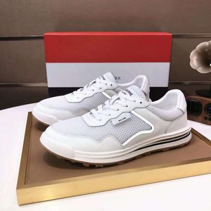 Mode arv casual skor män som kör sneakers Italy förfinade lågt topp elastiskt band lättvit nylon rutnät kalvskinn designer tennis sportskor box eu 38-44