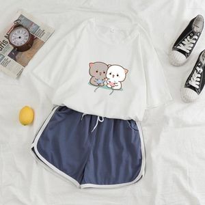 Pijama de roupas de sono feminino definido KPOP estético camisola fofa de duas peças de pm pijama para mulheres pijama derramar femme sportswear