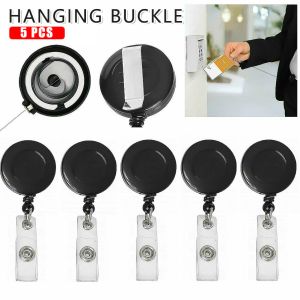 Badge Holder Reels Retractable Belt Clip On Extendable ID Card Holders Heavy Duty Thick Pull Keyring Cord ID Card Buckle 5Pcs