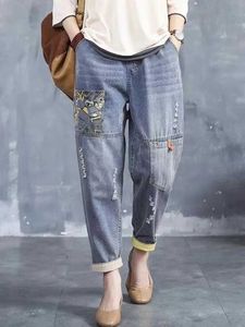 Kvinnors jeans kvinnor avslappnad pojkvän jeans ny ankomst 2022 koreansk stil vintage strtwear all-match kvinnlig fotledslängd denim byxor d479 t240523