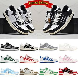 Herrkvinnor Designer Casual Shoes Luxury Skel Top Low äkta läder sneakers White Black Pink Red Brown Blue Fashion Sports Sneaker för män Kvinnor