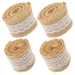 Table Cloth 4 Rolls DIY Ribbon Burlap Napkin Rings Red Wire The Packing Wear-resistant Wrapping Lace Gift Wedding Delicate