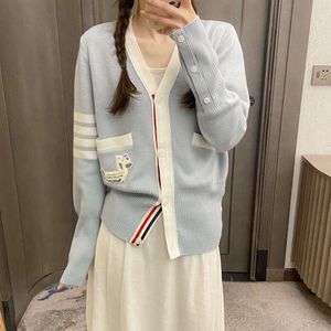 TB Lion Dance Dance Dance Righted Coloted Edge Coat Coat lana in lana a maglia Cardigan Early Spring Academy Style Top for Women