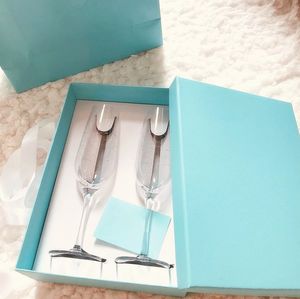 Weingläser Luxus -Champagnergläser mit Geschenkbox Weihnachten Feiern Sie Party ein Paar Kristallweingläser Hochzeit für Geschenk