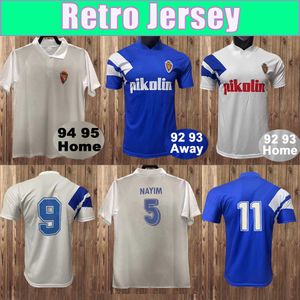 1992 1993 Zaragoza Mens Soccer Jersey Nayim Aguado 1994 1995 Home White Away Blue Retro Football Shirt Kort ärmar Vuxna uniformer