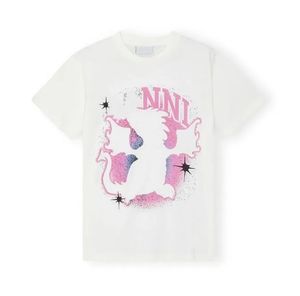Kvinnors T-skjortor Designer Grafisk T-shirt Peach rosa rosa vinglas Print rund hals Löst bomull Kort ärm T-shirt