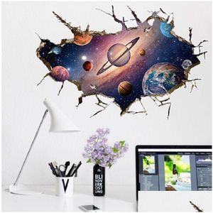 Наклейки на стенах Simanfei Space Galaxy Planets Stickerater Waterpaint Vinyl Art роспись наклейка Star Paper Commorm Drost 201106 Dro Dhbgq