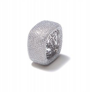 Luxury Square 925 Sterling Silver Gemstone Anéis para mulheres Pavimento de 420pcs