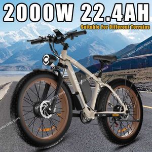 Rowery rowerowe rower elektryczny 2000 W podwójny silnik 48V22.4ah 26 * 4,0-calowy gruby opon górski śnieg Pełne zawieszenie na drodze EBIKE Q240523
