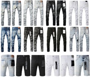 Designer -Marke Straight Knie Lengh Jeans mit Loch Hight Qualität Stickerei Lila Jean Jeans Hosen Herren Purple Jeans