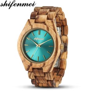 Wristwatches Shifenmei Wood Watch Women Watches Fashion 2021 Quartz Wooden Minimalist Bracelet Clock Zegarek Damski 2352