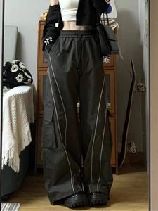 Houzhou Vintage Cargo Tract Pants Kobiety swobodne duże spodnie dresowe Y2K Spodnie HARAJUKU WAGGY WIĘCE PARACHUTE JOGGER STREETWEAR 240524