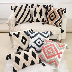 Travesseiro de travesseiro de estilo étnico bordado à mão travesseiros de sofá-sofá com fingrões de sofá-lombar decorativo lombar