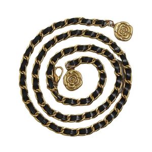 Waist Chain Belts New Woven Metal Chain Waistband Womens Sweater Accessories Gold Rope Waistband 2023 Q240523