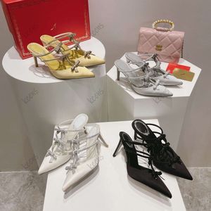 Rene Caovilla Butterfly Crystal Decorative High Heels for Women's Evening Dress Shoes Designer for Women's Slim High Heels Sandals with Box