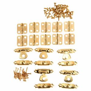 15 Pcs/set Antique Bronze Furniture Cabinet Hinges with 26*15mm Jewelry Wood Box Toggle Hasp Latch Lock Furniture Hardware