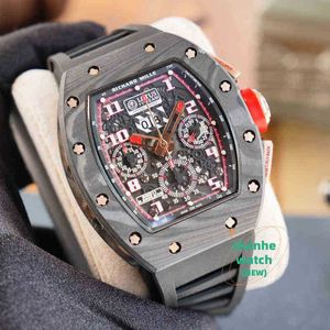 RM Watch Date Millr Boutique Mens مراقبة حركة ميكانيكية تلقائية بالكامل مادة ألياف الكربون للوقاية من الرجال