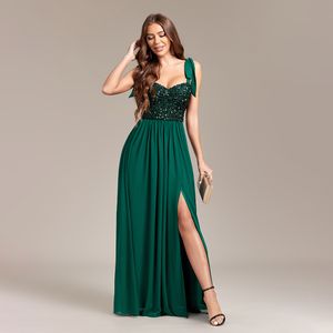 Gurte Bling Green Mutter der Brautkleider 2024 Eine Linie Lange Pailletten formelle Patin Abend Hochzeitsfeier Gäste Kleider Gottin Hochzeitskleider Robe de Soiree