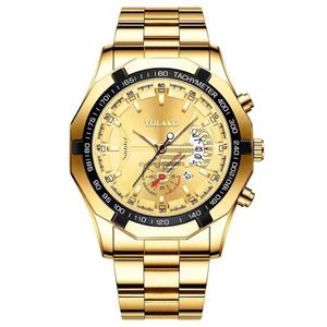 New non mechanical watch with large dial mens new concept business calendar steel band