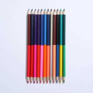 Matite di pastello da 12 matite colorate a doppia testa a 24 matite di piombo colorate matite colorate in legno utilizzate per le stazioni di disegno forniture scolastiche studentesche WX5.23