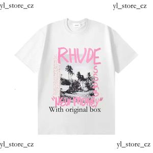 Rhude T-Shirt Summer Designer T Shirt Men T Shirts Tops Luxury Letter Print Shirt Mens Women Clothing Short Sleeved S-Xxl Us Size 9fd8