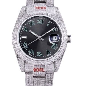 Full Diamonds Mens Watch 40 6 mm Automatyczne zegarki mechaniczne Diamentowe ramki wodoodporne Sapphire zegarek Diamondstuddded Montre de lu 3222
